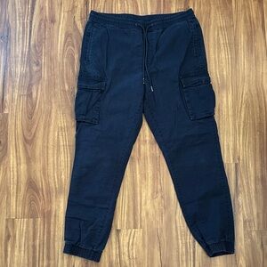 Navy Canvas Cotton Cargo Jogger